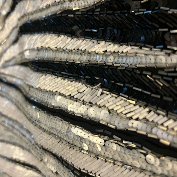 Bob Mackie Vintage Heavily Beaded & Sequin Black & Silver Stunning Dramatic Gown - Picture 12 of 16